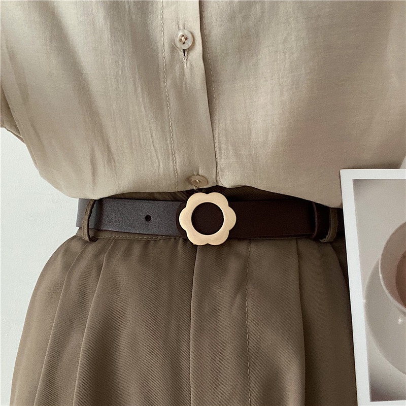 Thắt Lưng Màu Đen Họa Tiết Hoa Phong Cách Hàn Quốc 19588ins