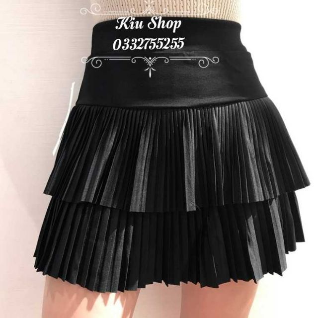 Chân váy 2 tầng dập ly có quần trong - Chân váy ngắn xếp ly QC sang chảnh | BigBuy360 - bigbuy360.vn