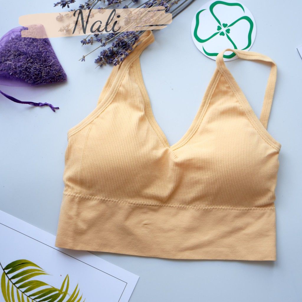 Áo bra thun len tăm, áo bra hở vai khoét lưng chữ u tập gym yoga NL016 | BigBuy360 - bigbuy360.vn