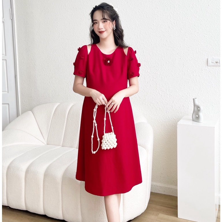 MEDYLA - Đầm bầu dự tiệc mùa hè thiết kế 2 lớp lụa sạn lót habutai cho bầu đi chơi du lịch dự tiệc - VS1046