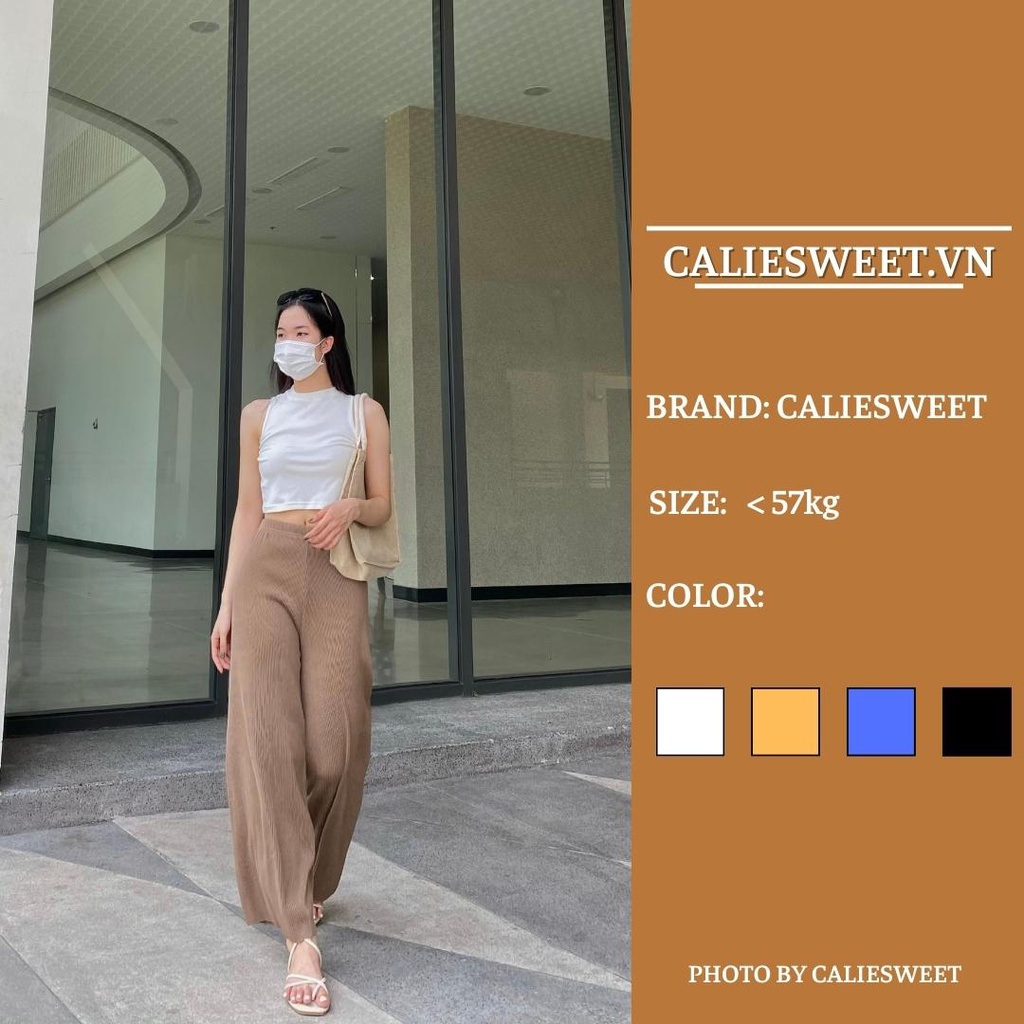 Quần thun tăm dáng xuông Caliesweet quần ống xuông chất thun co dãn