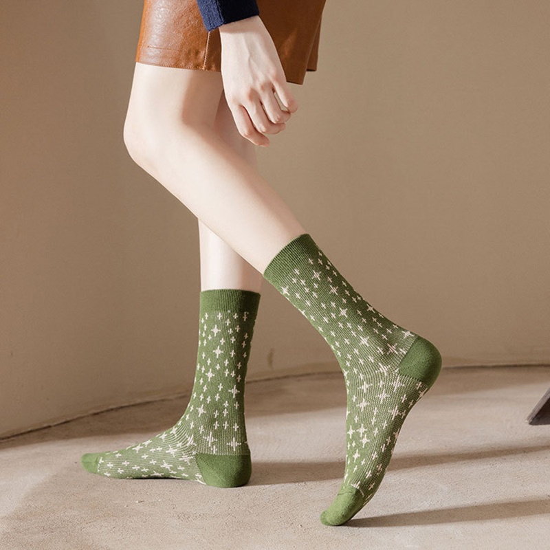 Đôi vớ cao qua mắt cá chân giữ ấm màu xanh bơ phong cách cổ điển cho nữ