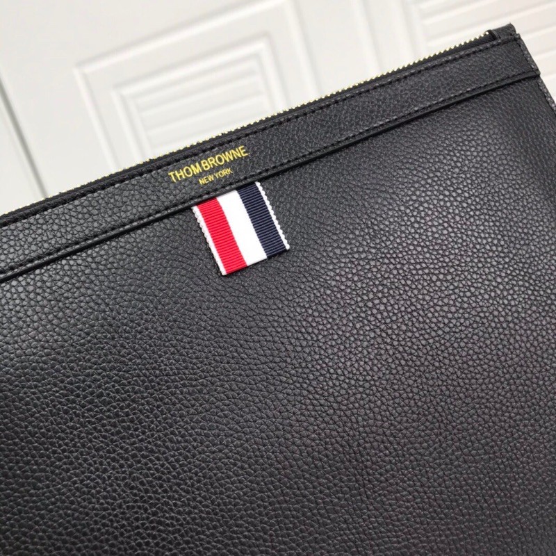 Clutch cầm tay nam nữ màu trơn da thật cao cấp Thom Browne