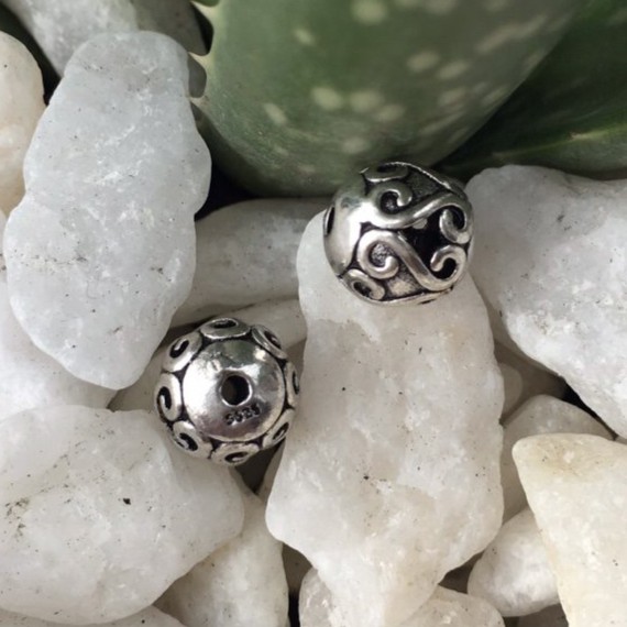 PKB3406 Charm Bạc Thái Khắc Hoa Văn Số 6 9.5x9.5mm