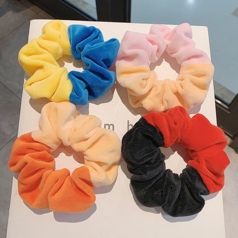 Dây buộc tóc Scrunchies vải lông mềm nhiều màu phụ kiện thời trang cho nữ 2021