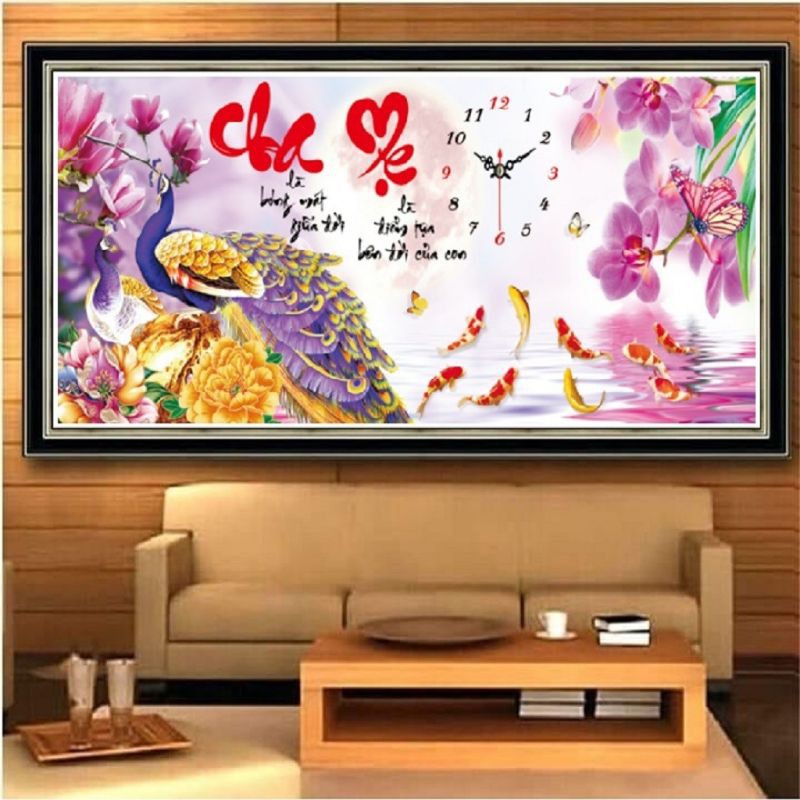 tranh đính đá cha mẹ 110x50 (LV080)