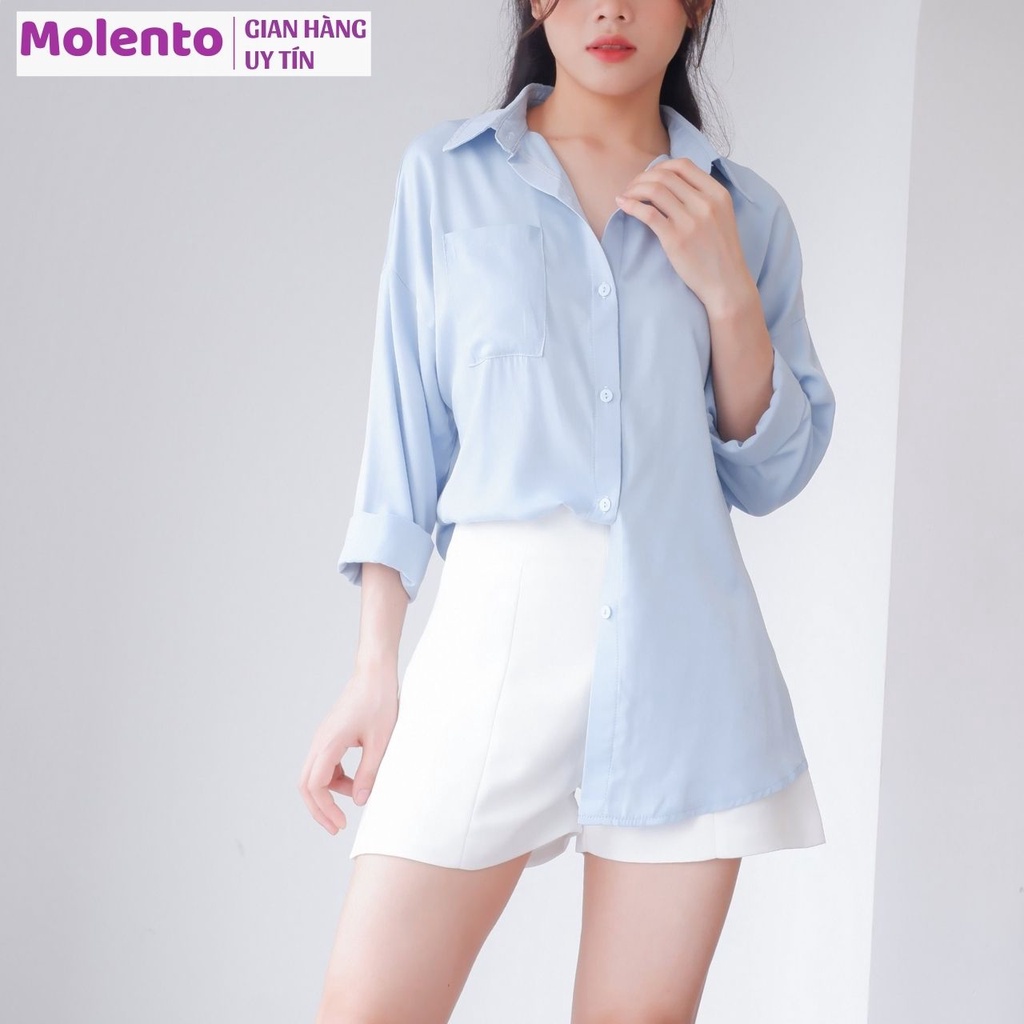 Áo sơ mi nữ công sở tay dài Molento áo sơ mi form rộng chất đũi tơ thoáng mát mix đồ cực xinh - M95 | BigBuy360 - bigbuy360.vn