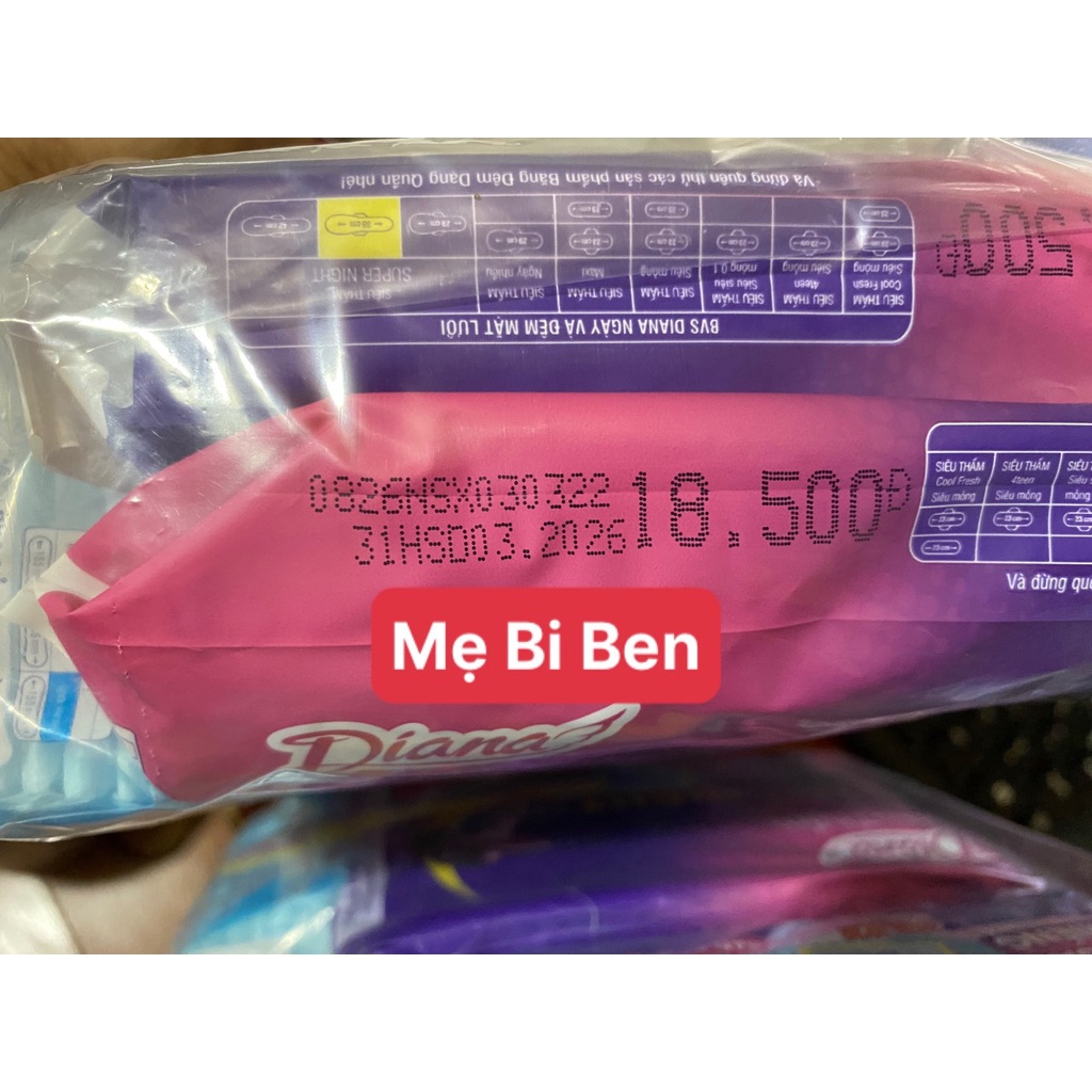 [Chính Hãng] Lốc 6 gói băng vệ sinh Diana Super Night ban đêm 35cm 3 miếng/gói