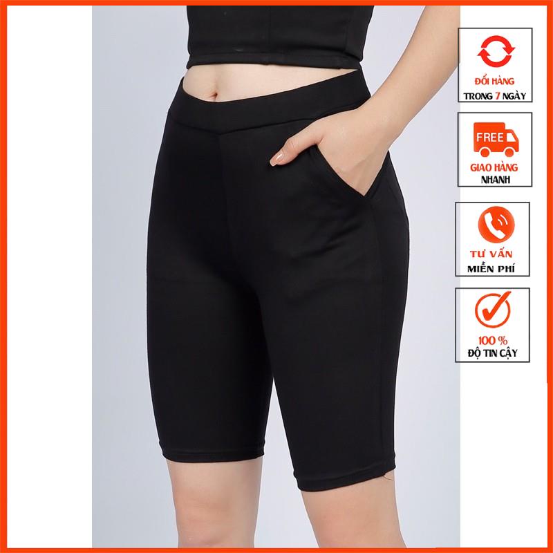 Quần đùi lửng, quần tập gym nữ chất cotton siêu co giãn mã 09xmtk