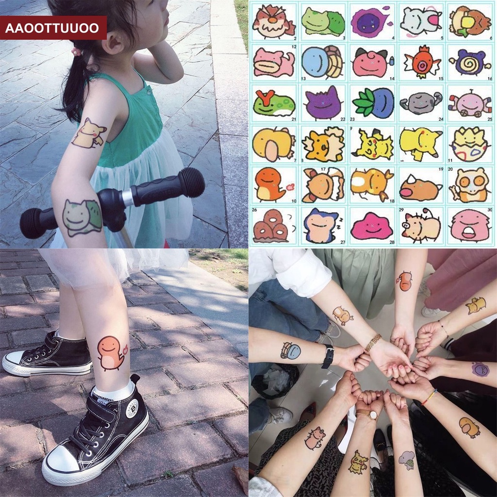 Set 30 Tấm Hình Xăm Dán Chống Thấm Nước Họa Tiết Hoạt Hình Dễ Thương Cho Bé