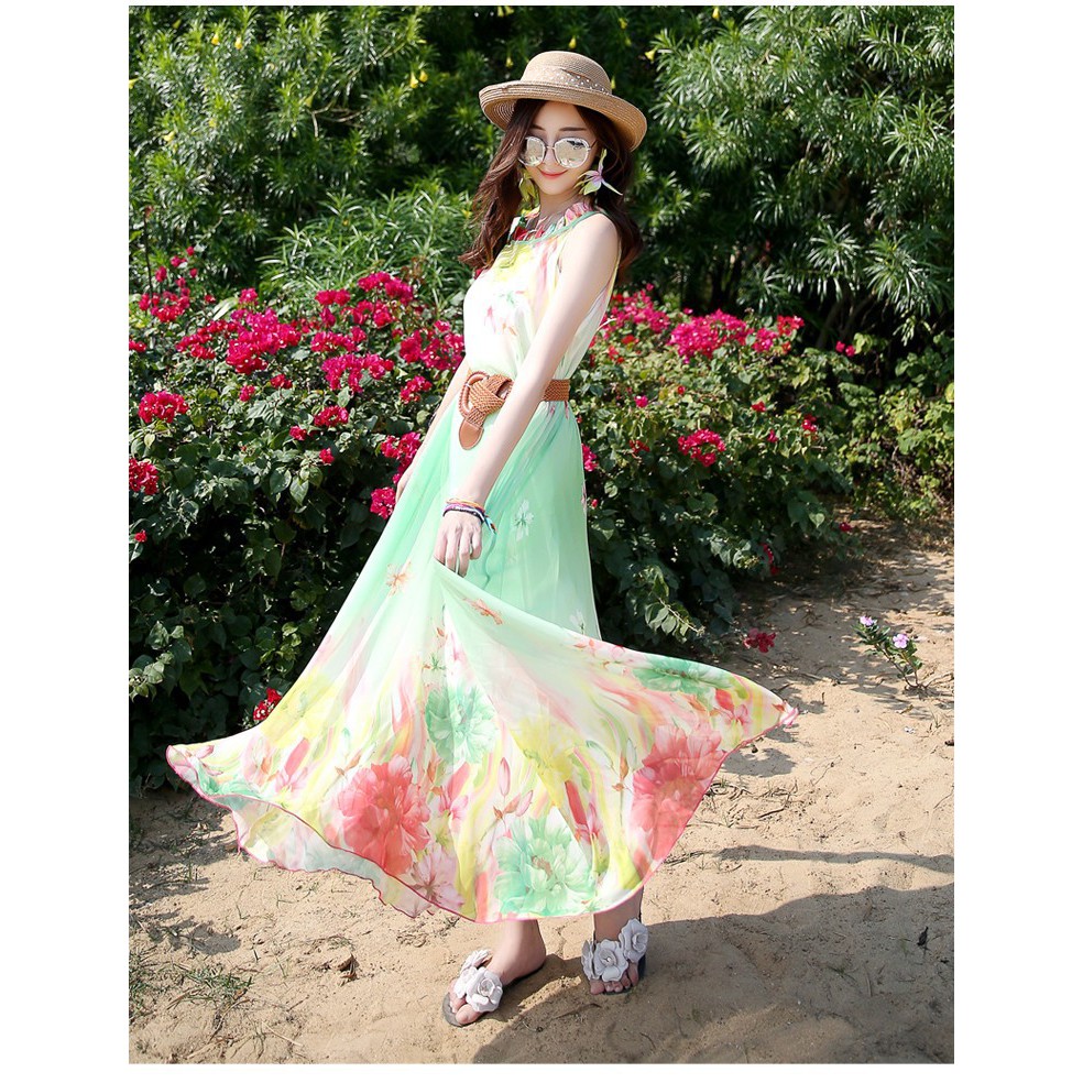 Đầm Maxi Lụa Sắc Màu Sang Trọng