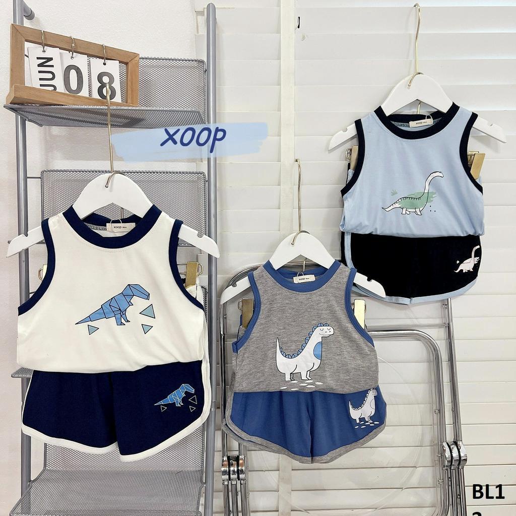 Bộ ba lỗ XOOP cotton lụa in khủng long cho bé trai (11-22kg) BL13,Đồ bộ thời trang quần áo trẻ em mặc nhà,đi chơi
