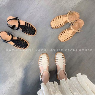 [FORM TO] Sandal happy dây đan bít mũi, da mềm