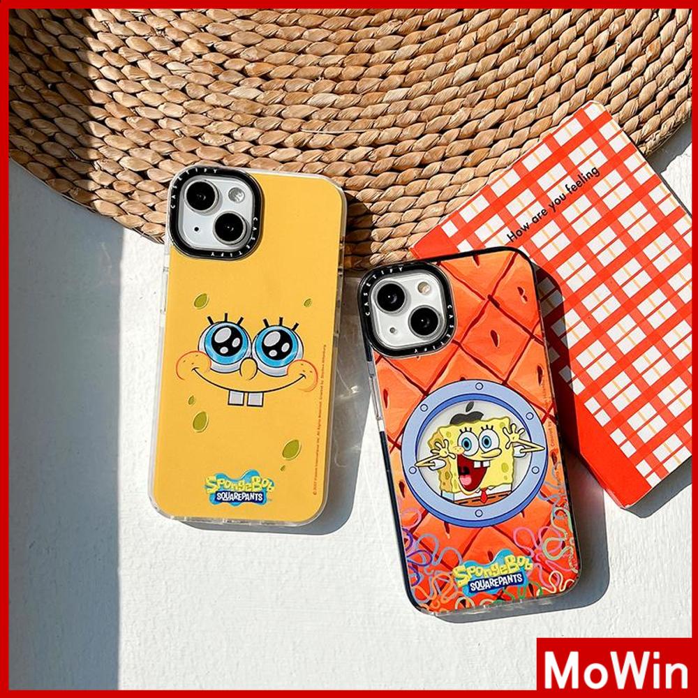 Ốp Điện Thoại Silicone Mềm Trong Suốt Vỏ Dày Chống Sốc In Hình SpongeBob Cho iPhone 13 Pro Max 12 Pro Max 11 7 Plus