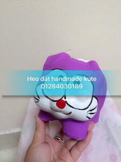 Heo đất handmade đoremon tím size M