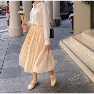 CC District - Chân váy midi lụa óng Freya Skirt be