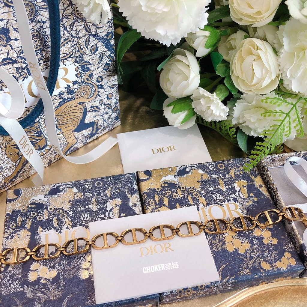 Vòng cổ choker DIOR kim loại phong cách vintage nữ