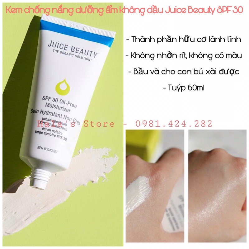 Juice Beauty ✨ Kem chống nắng dưỡng ẩm không dầu SPF 30 Oil-Free Moisturer 60ml