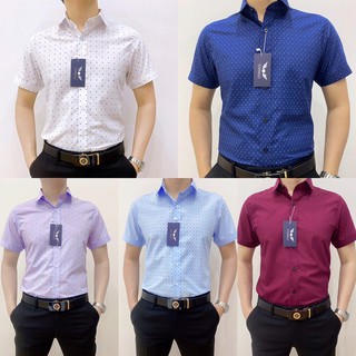 áo sơ mi nam cộc tay hoạ tiết công sở