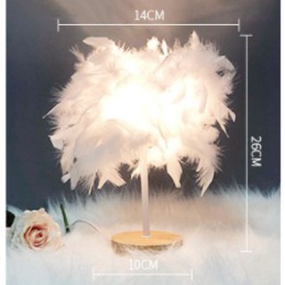 Đèn ngủ để bàn Lông Vũ đế gỗ cao cấp giá rẻ