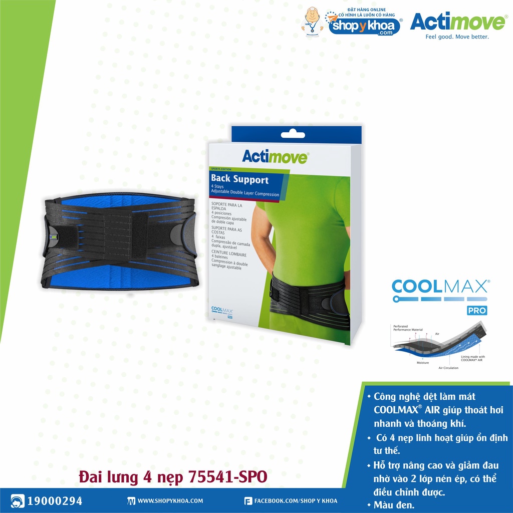 [CÓ QUÀ TẶNG] Đai lưng 4 nẹp 75541-SPO Actimove Back Support