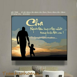 Tranh Sơn Dầu Số Hóa Thư Pháp Cha Mẹ  Nhiều Kích Thước Tranhsohoavn Mã TP005