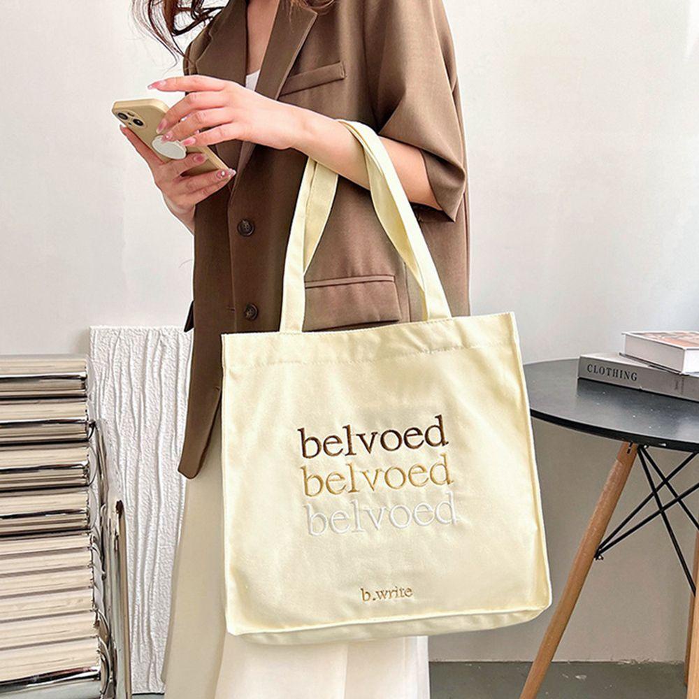 MELODG Túi Xách Đeo Vai Vải Cotton Dày Thêu Họa Tiết Dễ Thương