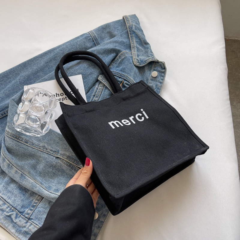 Túi Xách Canvas Cỡ Lớn In Chữ Đơn Giản Thời Trang