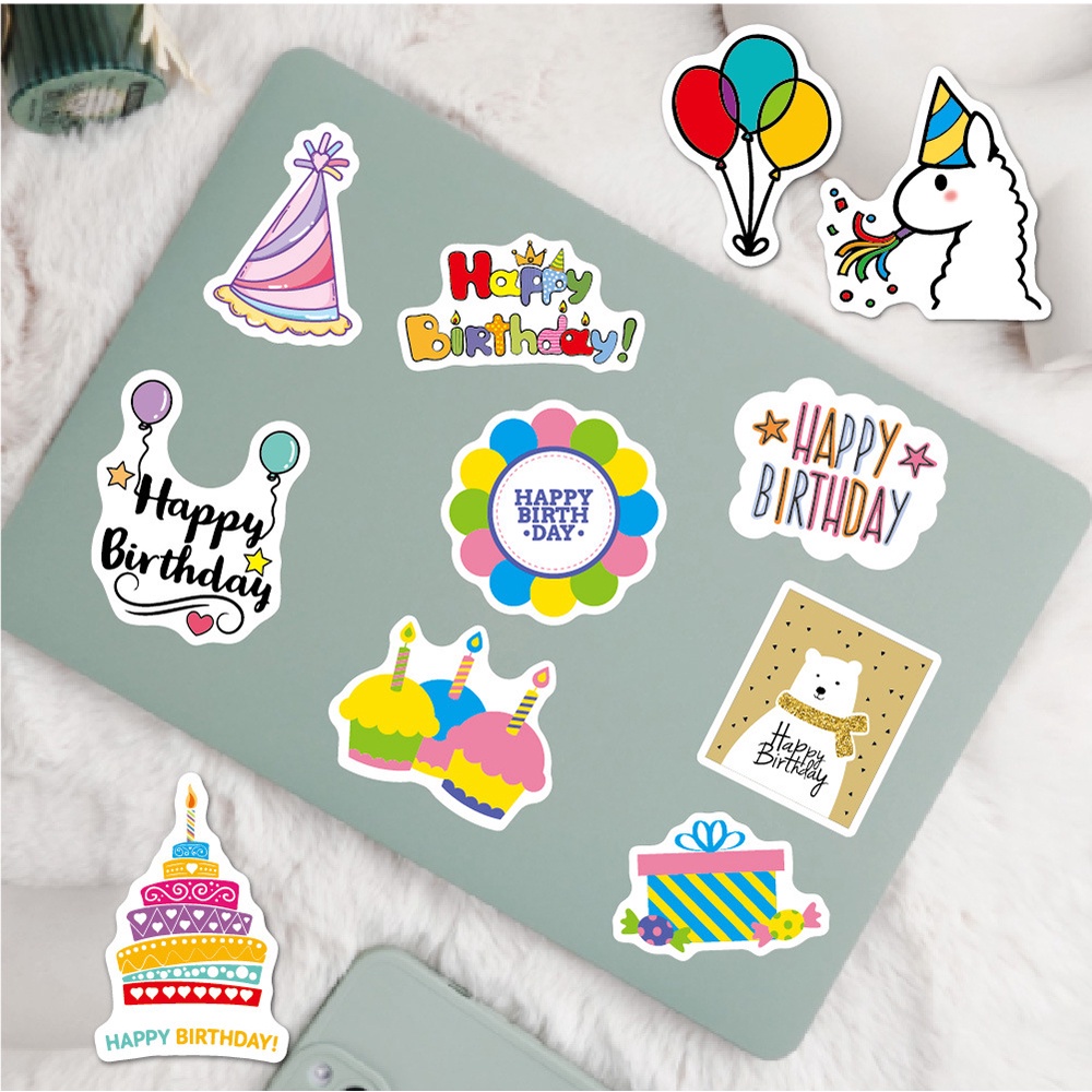 Bộ 27 Miếng Dán Hoạt Hình Chữ Happy Birthday Dành Cho Trang Trí