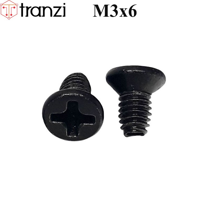 Vít tự tạo ren bake đầu bằng mạ đen M3x6 - túi 50 cái