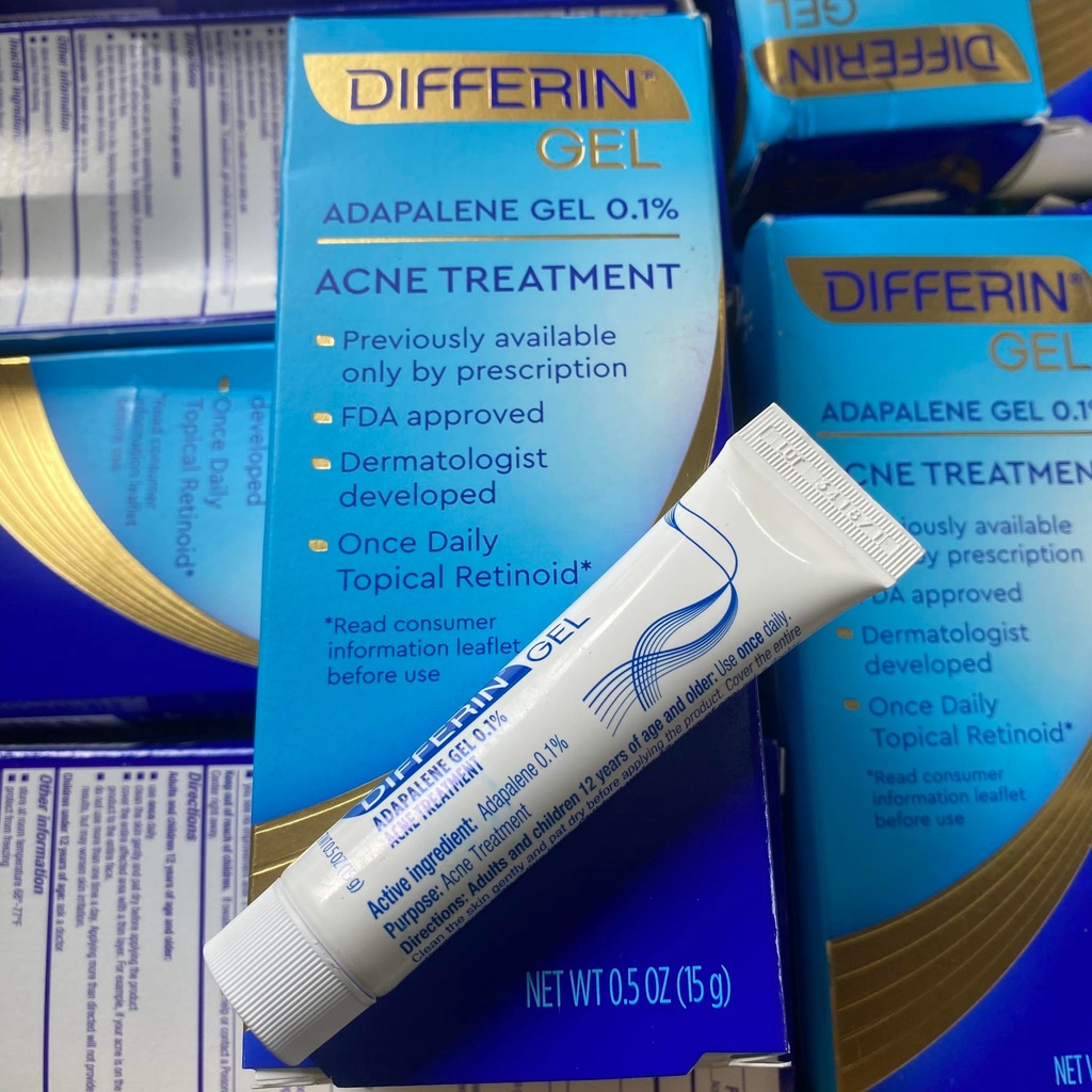 Gel giảm mụn Differin Adapalene Gel 0.1% Acne Treatment 15g