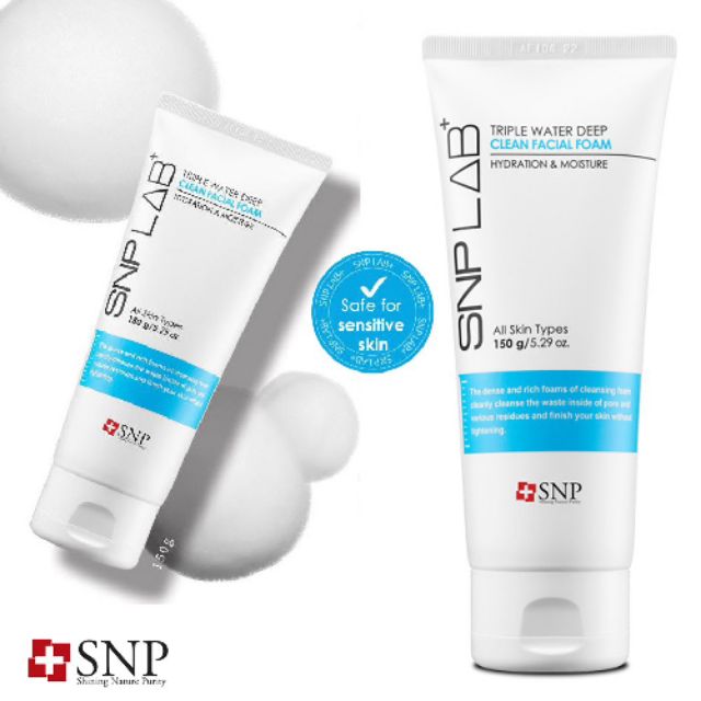 Sữa rửa mặt dưỡng ẩm làm mềm da- SNP LAB+ TRIPLE WATER DEEP CLEAN FACIAL FOAM