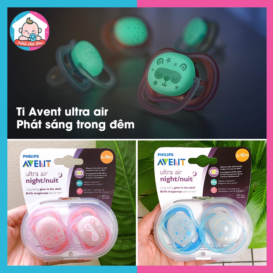 Ti giả Avent ultra Air/Soft ⭐FREESHIP⭐ Ti ngậm đầu dẹt chỉnh nha mềm thông khí NHÀ CỦA SU