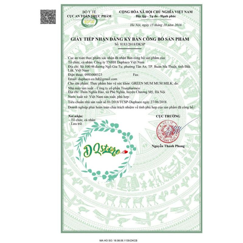 GREEN MUMMUM MILK  - hộp 20 ống, giúp bé yêu ăn ngon, ngủ ngoan, tăng sức đề kháng