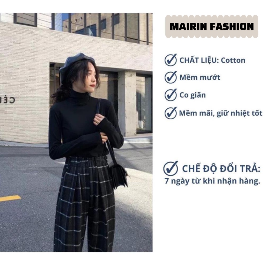 Áo giữ nhiệt nữ cổ cao lót nỉ hàng cao cấp phong cách hàn quốc MaiRin Fashion 018