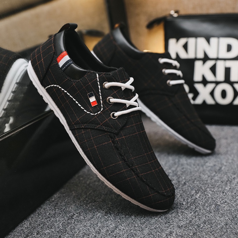 Giày vải canvas đế mềm thoáng khí phong cách Hàn Quốc thời trang mùa thu cho nam