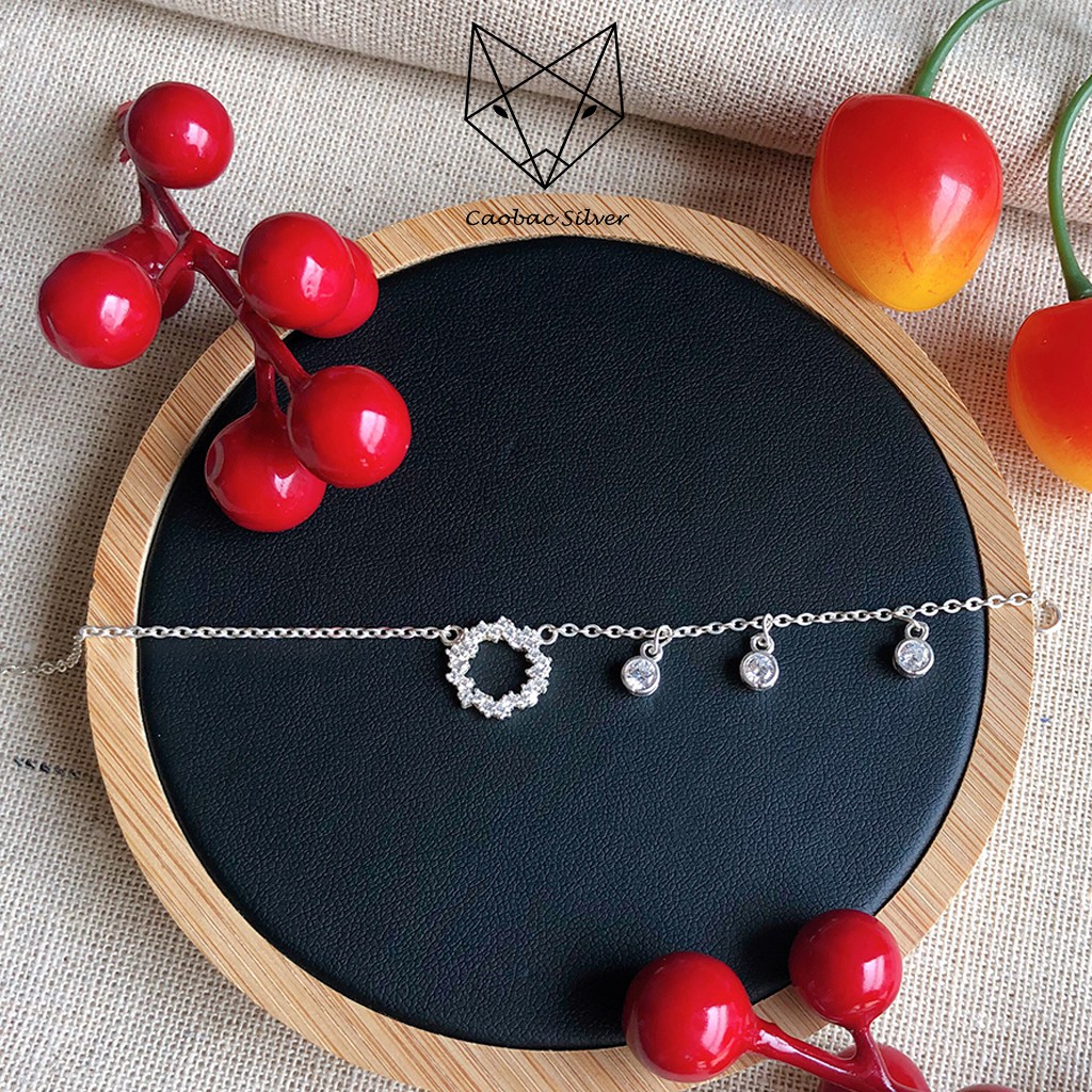 Lắc Tay Bạc Ta CaoBac Silver Cho Nữ Huyền Thoại Biển Xanh Mix Thêm Ba Ổ Đá Sợi Xích Mảnh