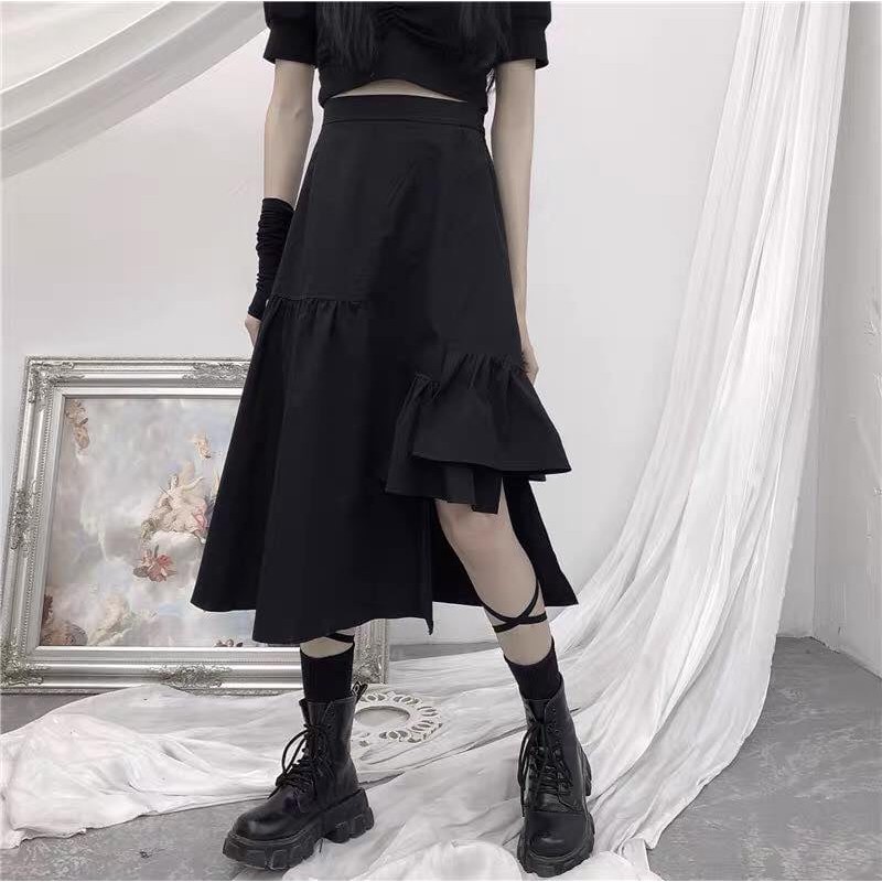 Chân váy ulzzang 3 tầng mới thiết kế lệch tầng lạ mắt cạp chun dáng suông có quần trong chất voan cưc xinh | BigBuy360 - bigbuy360.vn