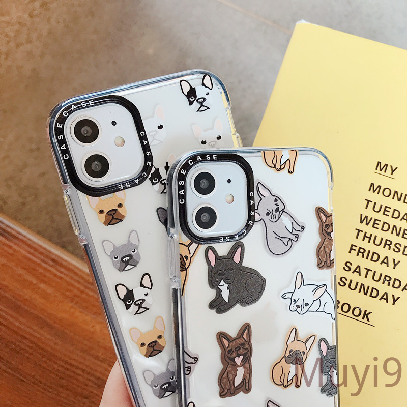 Couple Shell Phone Case Ins Personality Creative Cartoon French Bulldog for iPhone12 Iphone11PROMAX X XSMAX XR I8/SE2 Iphone7plus Soft Case iPhone Casing