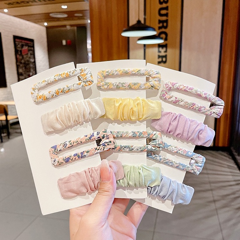 Kẹp Tóc Họa Tiết Hoa Màu Trơn Ngọt Ngào Thời Trang Mới 2021