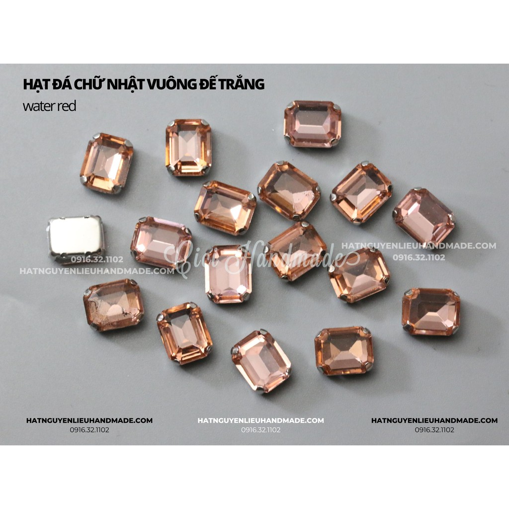 Set 5-10 Hạt đá chữ nhật vuông đế trắng có lỗ để khâu - link 1/2 Cici Handmade hạt cườm hạt đá trang trí nguyên liệu