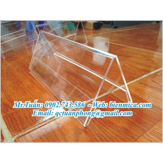 (Hỏa Tốc - Giao Ngay) Kệ Mica chữ A 2 mặt - Biển tên chức danh Mica dầy 2mm gập đôi 4mm - Bảng giá sản phẩm