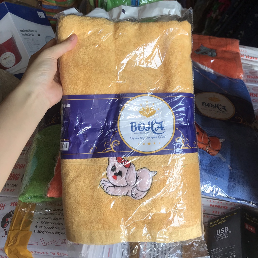 Khăn Tắm Thêu Hình Gấu 70x140cm Hàng Việt Nam Có Nhiều Màu