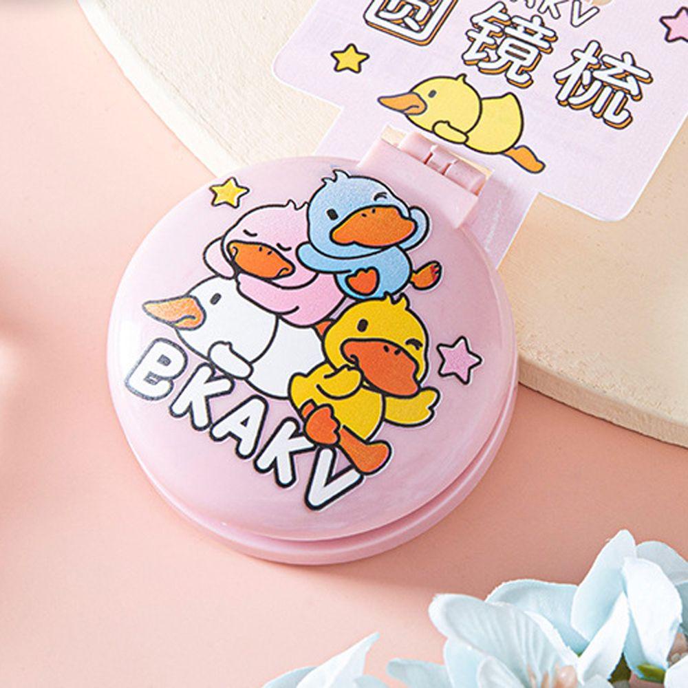 Lược Chải Tóc Dạng Gập Túi Khí Mềm Chất Lượng Cao Có Gương Hình Vịt Vàng Hoạt Hình Cho Nữ