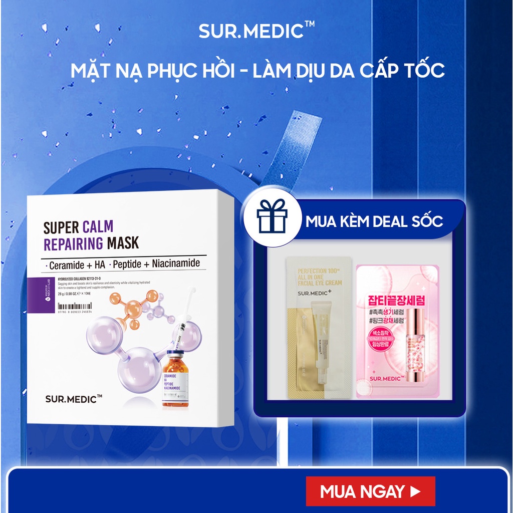 Combo 10 Mặt Nạ Phục Hồi - Làm Dịu Da Cấp Tốc Sur.Medic Super Calm Repairing Mask 28g/miếng