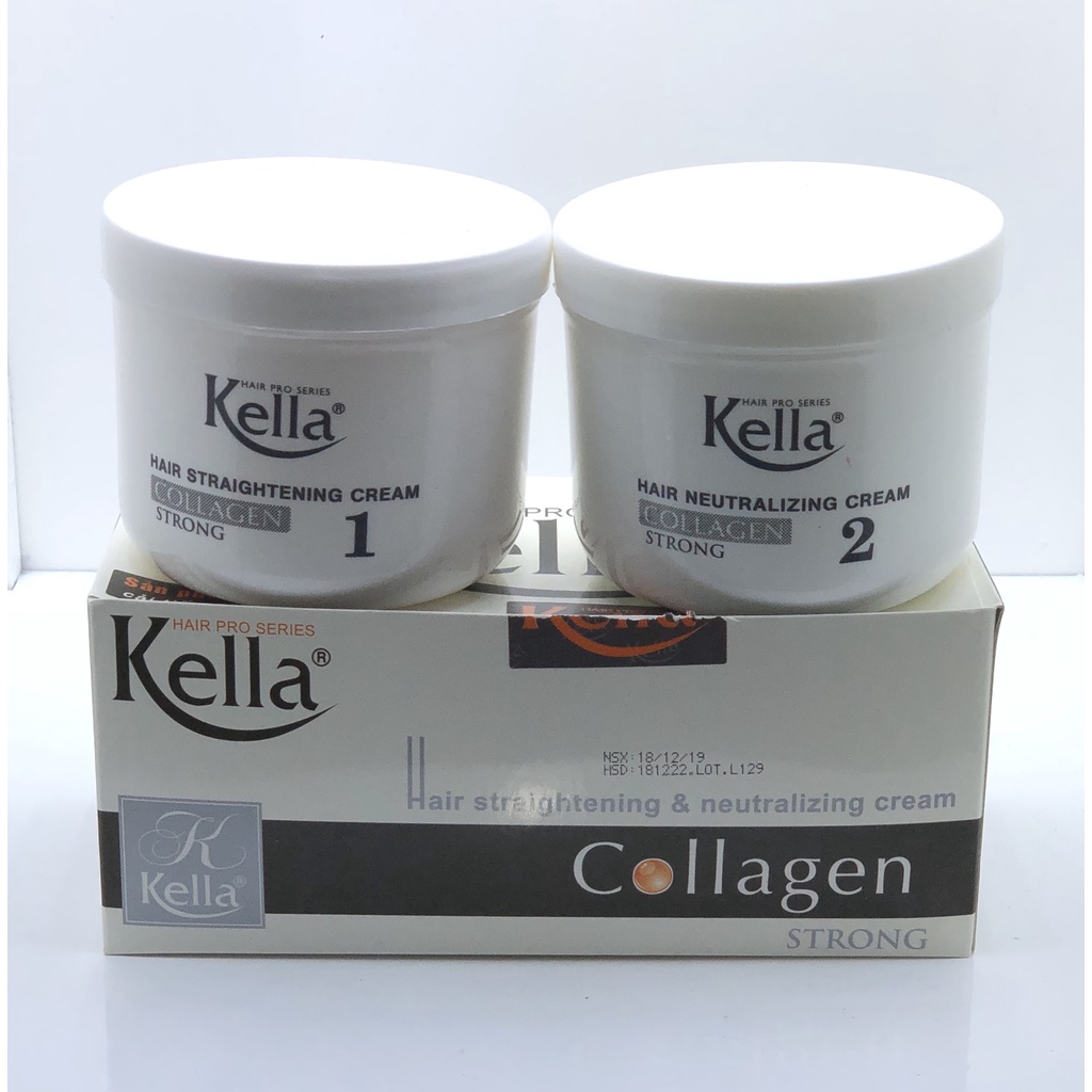 Duỗi Kella Kem Duỗi Tóc Kella KEM DUỖI TÓC COLLAGEN KELLA STRONG-500ml *2 hộp xám( duỗi tóc thẳng tự nhiên ,mềm mượt)