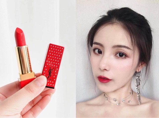 SON YSL 𝐑𝐨𝐮𝐠𝐞 𝐏𝐮𝐫 𝐂𝐨𝐮𝐭𝐮𝐫𝐞 vỏ đỏ và vỏ vàng màu 01 13 52