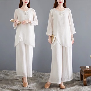 Bộ quần áo cổ trang hán phục kiểu trung hoa Trung Quốc đi lễ chùa, bộ thiền