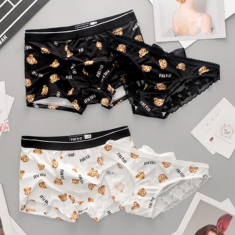 Quần Lót Đôi Nam Nữ Anz Corner Sexy Họa Tiết Gấu Phối Ren Co Giãn 4 Chiều Mềm Mịn
