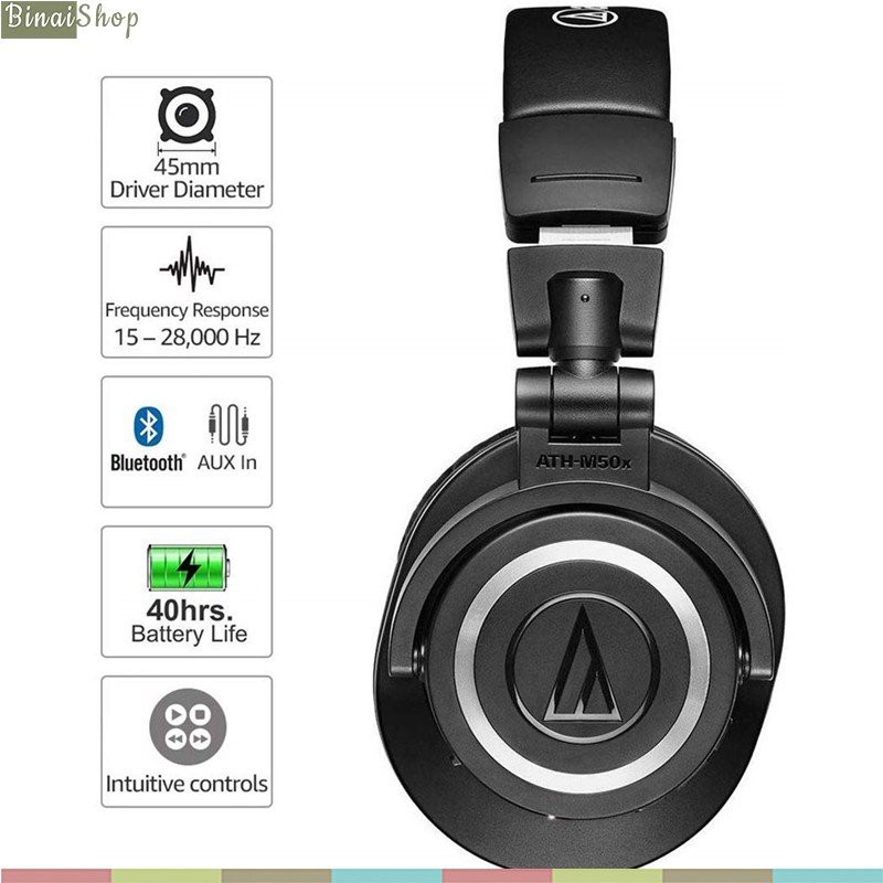 Audio Technica ATH-M50xBT - Tai Nghe Over-Ear Không Dây Bluetooth 5.0, Tích Hợp Micro